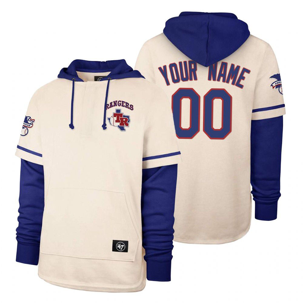 Men Texas Rangers #00 Your name Cream 2021 Pullover Hoodie MLB Jersey->texas rangers->MLB Jersey